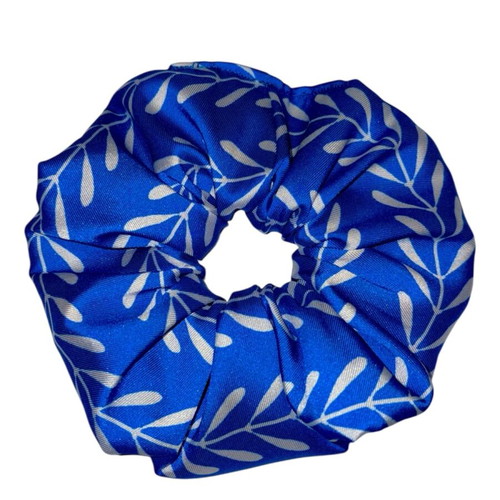 Scrunchie "To Nisi" normal size, new, blue and white satin