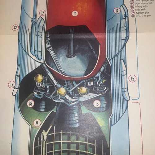 Space Age Moonwalk lithograph poster used, 1960s giant 170cm