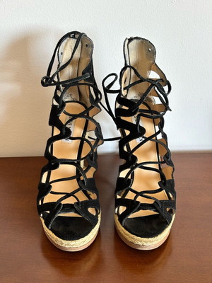 Steve Madden black suede wedge platform sandals like new, size 39