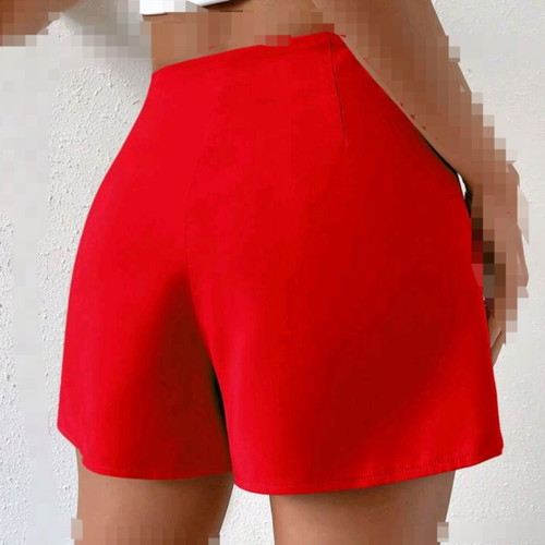 Women's red shorts with side zipper
