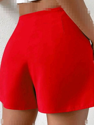Women's red shorts with side zipper