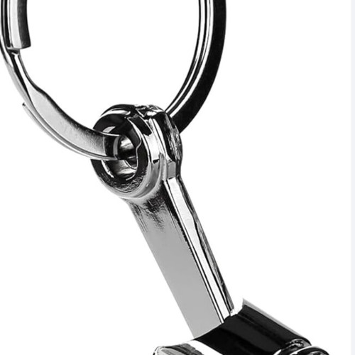 Car piston keychain, silver