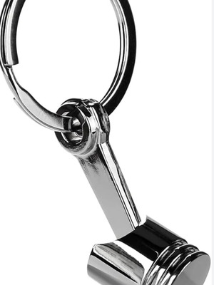 Car piston keychain, silver