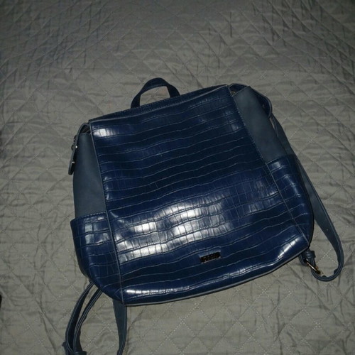 Doca backpack used, blue with crocodile texture