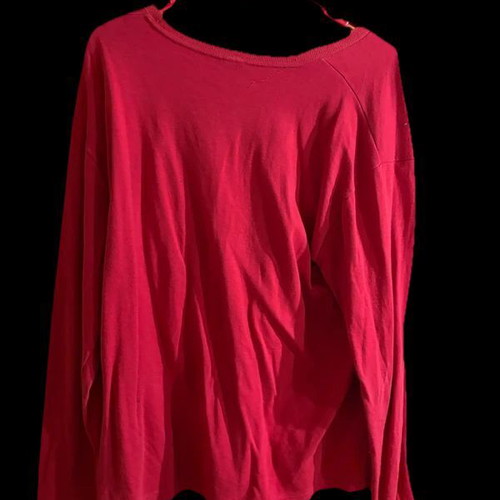 Minerva red long-sleeve shirt size L like new with 24 Sports Department print