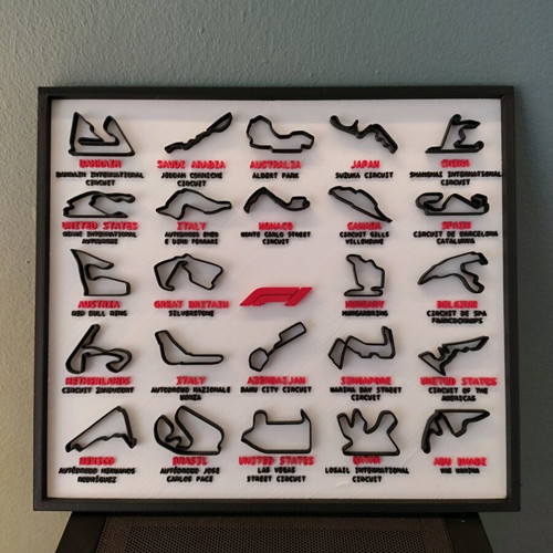Formula 1 3d embossed tracks in frame 22x20 cm