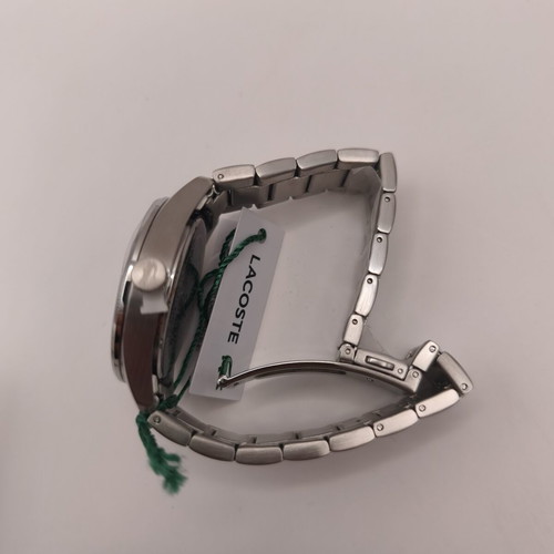 Lacoste Boston 3-Hand men's watch with silver bracelet and black dial