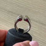 Silver-gold ring used with 4 solid rubies, size 57