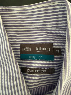 M&S striped men's shirt like new, size XL, white and purple