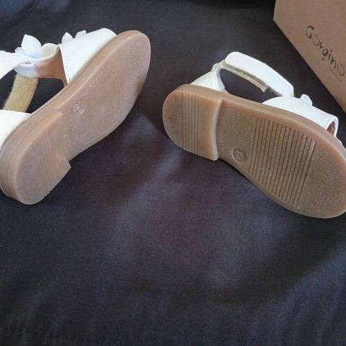 Gorgino Baptism Sandals for Girl Ecru, Size 19, Like New