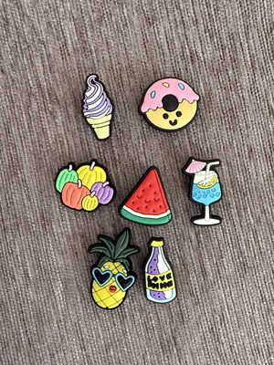 Colorful Crocs Charms summer set, 7 pieces