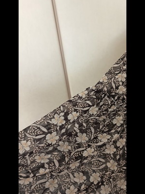 Bershka midi skirt floral with lining, black and beige