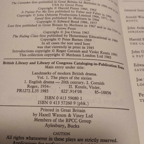 The Plays of The Sixties used book