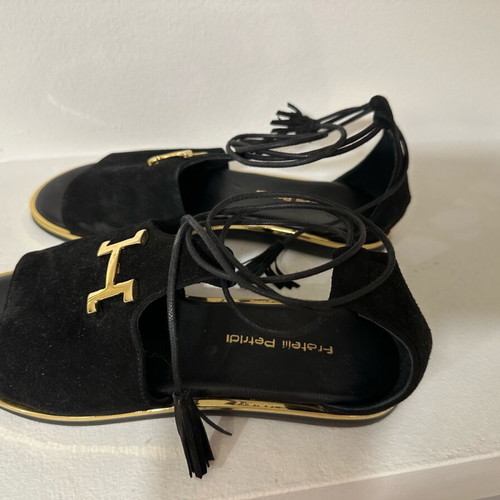 Fratelli Petridi suede leather sandal used, black, size 37