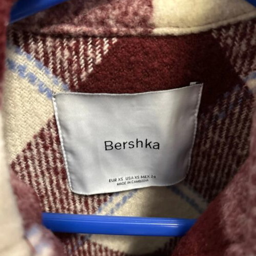 Bershka Checked Shirt Jacket like new, XS, white and brown