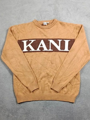 Karl Kani vintage πλεκτό πουλόβερ μέγεθος M σαν καινούργιο, μπεζ και καφέ