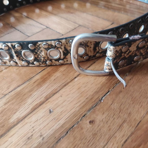 Leopard belt with studs like new, brown, size 110