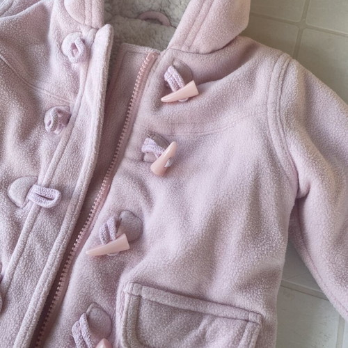 Mothercare pink Montgomery baby jacket 12-18 months, fleece, hooded