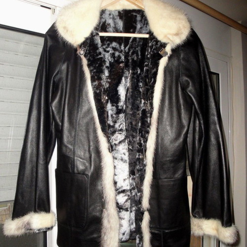 Handmade reversible leather and real fur coat, size M