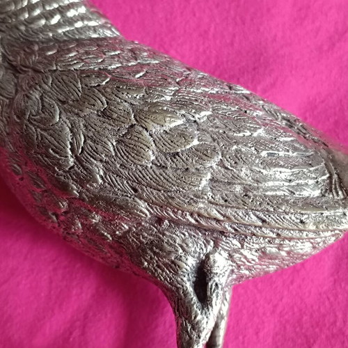 Vintage silver metal pheasant figurine like new
