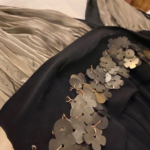 Evening dress large/medium like new with sequins and neckline