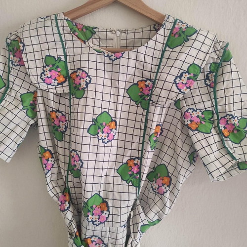 Handmade dress by Greek designer like new, white multicolor, size XS
