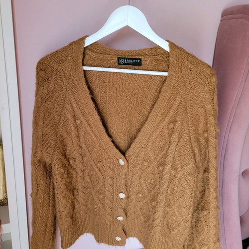 Brigitte Boutique knitted women's cardigan used, beige brown, size M