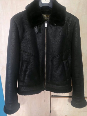 Guess Faux Leather Aviator Jacket men's used size M black