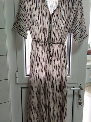 Shein jumpsuit like new with vertical stripes, black and beige
