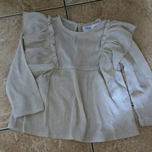 Zara baby blouse with golden thread, new, 12-18 months