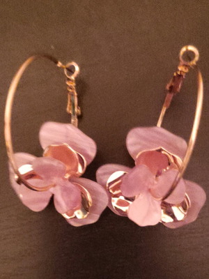 Steel earrings new, pink and gold