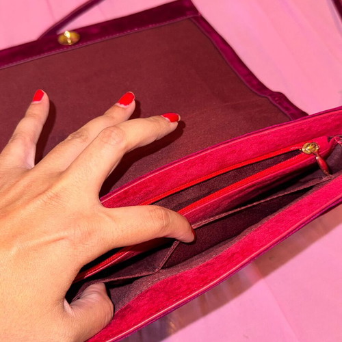 Paul's Boutique Crossbody Bag like new, suede, red and pink color-blocking