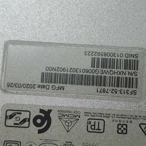 Acer Swift 3 SF313-52 i7 10th Gen ultrabook for parts without screen and battery used