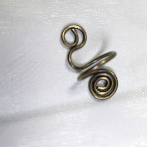 Brass ring with meander design handmade, new, oxidized, size 18.5 mm
