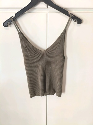 Moutaki knitted tank top used, olive green, one size
