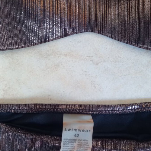 Strapless shiny bikini new, brown with removable strap and padding