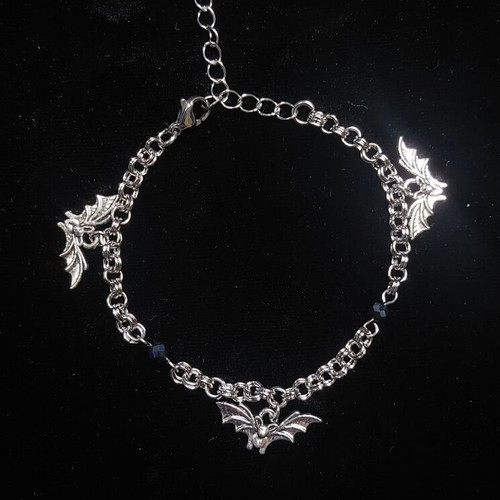 Chainmail Bat Bracelet handmade, stainless steel and alloy