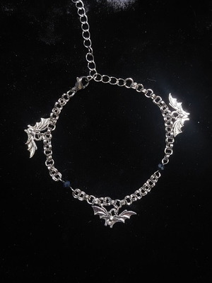Chainmail Bat Bracelet handmade, stainless steel and alloy