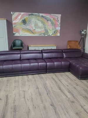 Italian leather corner sofa Italia Living Vivaldi new, dark burgundy