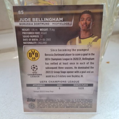 Jude Bellingham Topps Stadium Chrome 2023 card