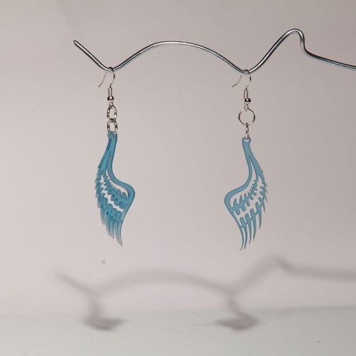 Earrings Wings made of recycled plexiglass new with surgical steel hooks