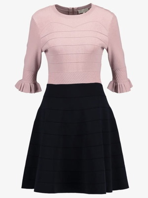 Ted Baker Dyana Frill Knit Dress like new, blue and pink