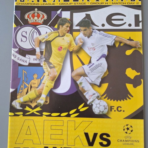 Match program 2006 AEK vs Anderlecht like new