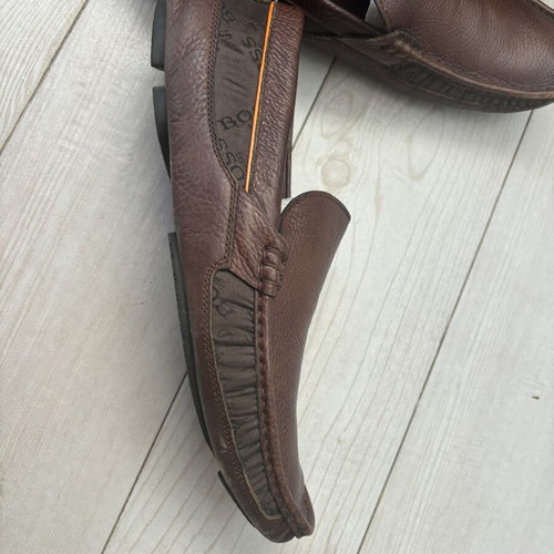 Boss moccasins size 44 like new, brown