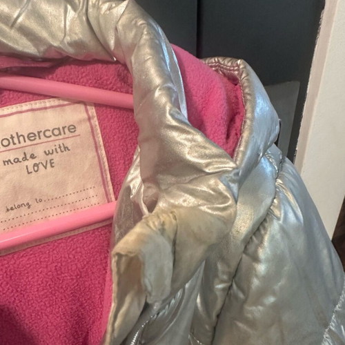 Mothercare silver jacket for girl used, ages 5-6