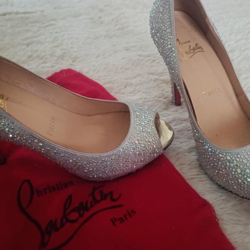 Christian Louboutin pumps new with Swarovski crystals silver size 40