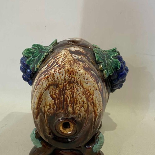 Vintage ceramic barrel decoration used with grapes 17x14