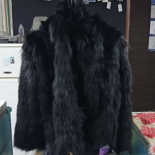 Black fur new real fur