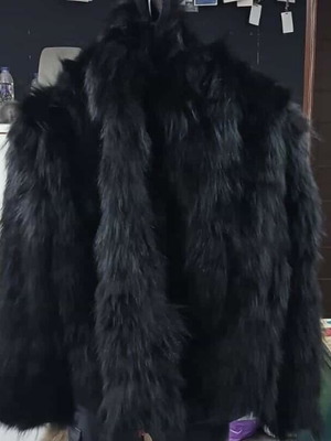 Black fur new real fur