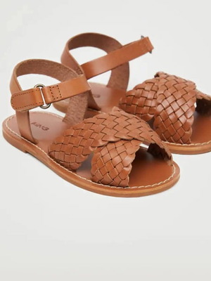 Mango leather kids sandals new, size 28, brown